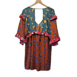 Anthropologie Ruffled Sleep Mini Dress Multicolor Floral Size Medium